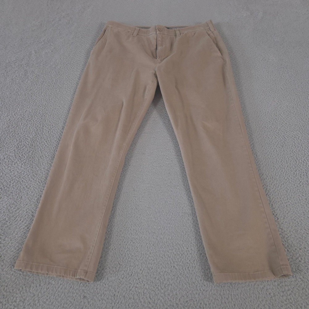 Orvis Pants Mens 38x30 Tan Straight Leg Cotton Stretch Chino Khaki Flat Front